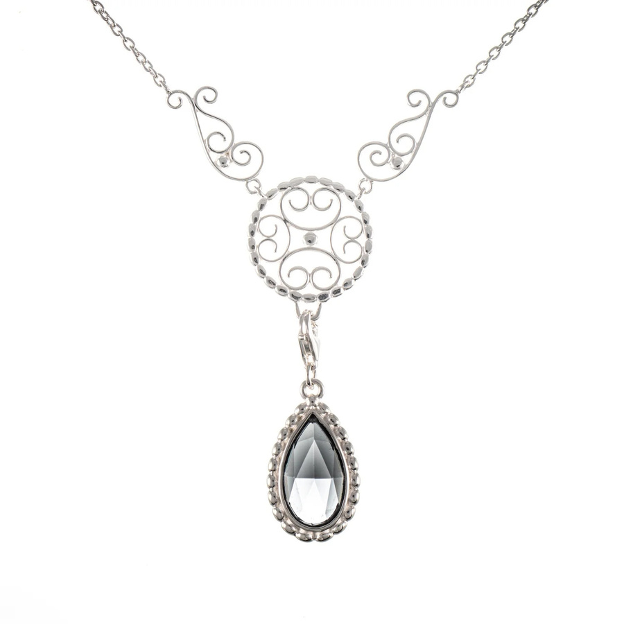 Collier Signature 925 Silber, wechselbarer Stein anthrazit, Damen - Bild 1