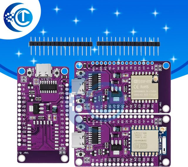 EGBO NodeMCU Lua WiFi V3 ESP8266 Entwicklungsboard mit USB-C und CH340 in Lila - Bild 1