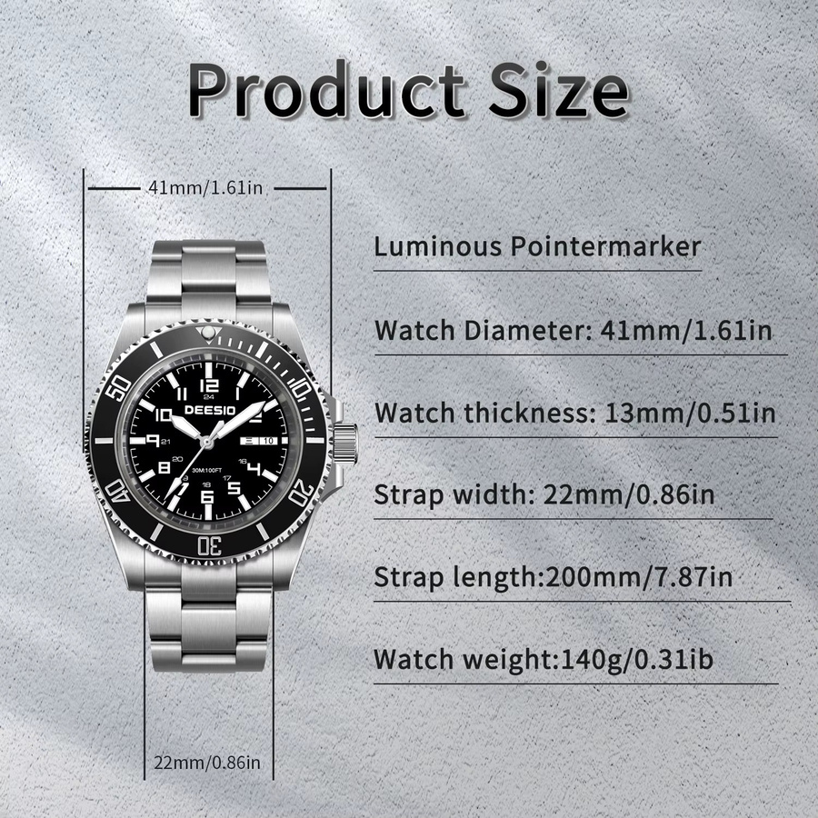 Deesio Armbanduhr, Automatik, Edelstahl, Saphirglas, Herren - Bild 6