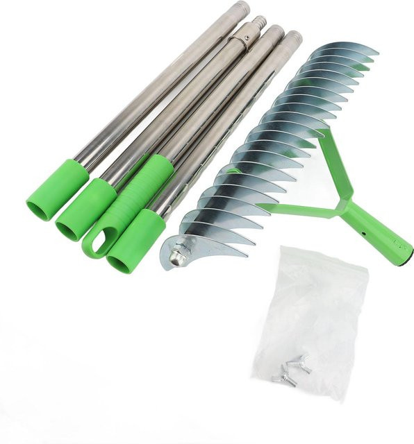 Aimo Rasenvertikutierer Rechen aus Kohlenstoffstahl in Silber mit 4 abnehmbaren Stielen - Bild 1