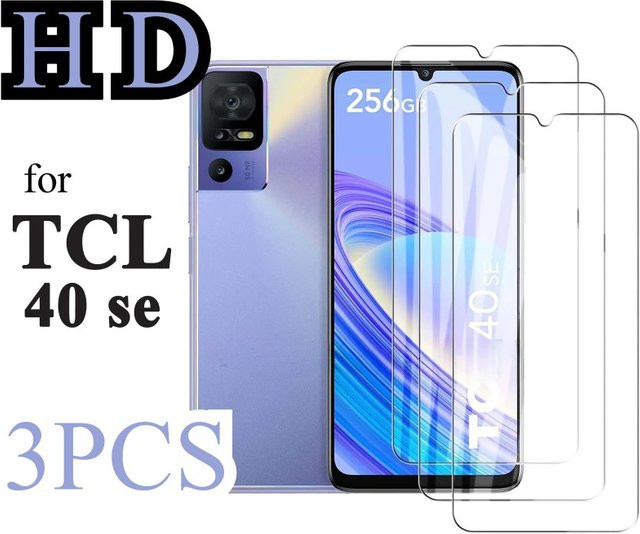 3er-Pack Displayschutzfolie aus gehärtetem Glas für TCL 40 SE, transparent, HD 9H, kratzfest und staubdicht - Bild 1