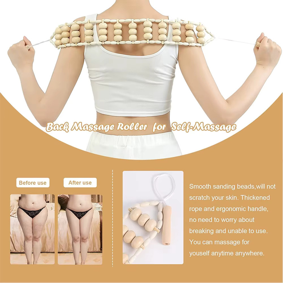 YQQGD Holz-Rückenmassage-Rollseil, Unisex - Bild 2