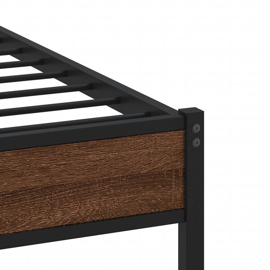 vidaXL Bettgestell in Eiche Braun aus Holzwerkstoff und Metall, B/T/H: 120 x 200 x 91,5 cm - Bild 4