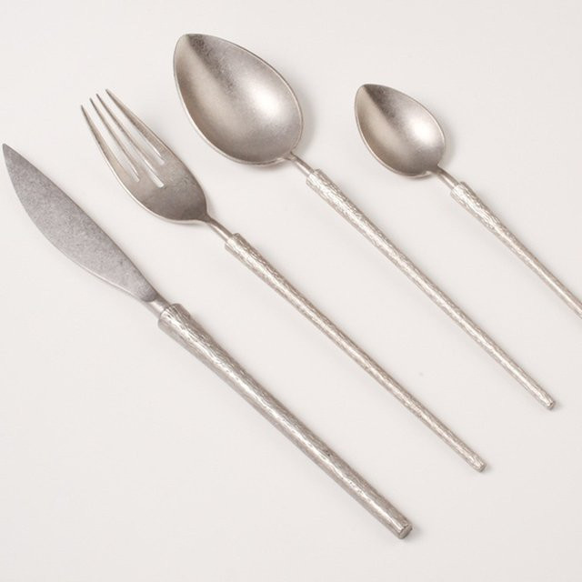 KUBAC Besteckset aus 18/10 Edelstahl in Silber Matt, 24-teiliges Retro Vintage Set - Bild 1