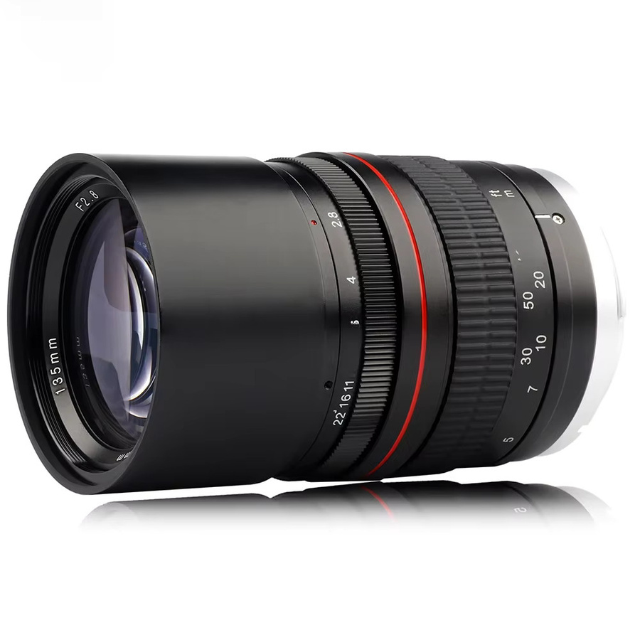 Light dow 135mm f/2.8 Vollformat-Teleobjektiv für Canon EF und Nikon DSLR Kameras, Schwarz - Bild 3
