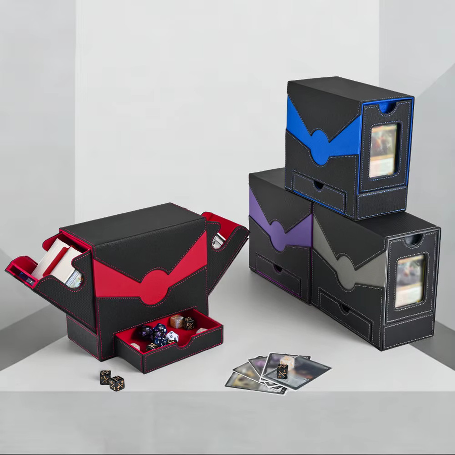 BANLOGA Kartendeckbox für TCG, mit Sichtfenster, PU-Leder, Schwarz, Blau - Bild 5
