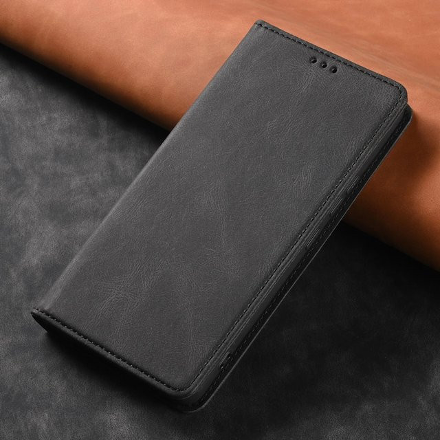 Leder Klappbrieftasche Schutzhülle für Samsung Galaxy A15 A12 A13 A14 A22 A25 A23 A32 A33 A55 A52 A53 A54 5G mit Kartenhalter in Schwarz - Bild 1
