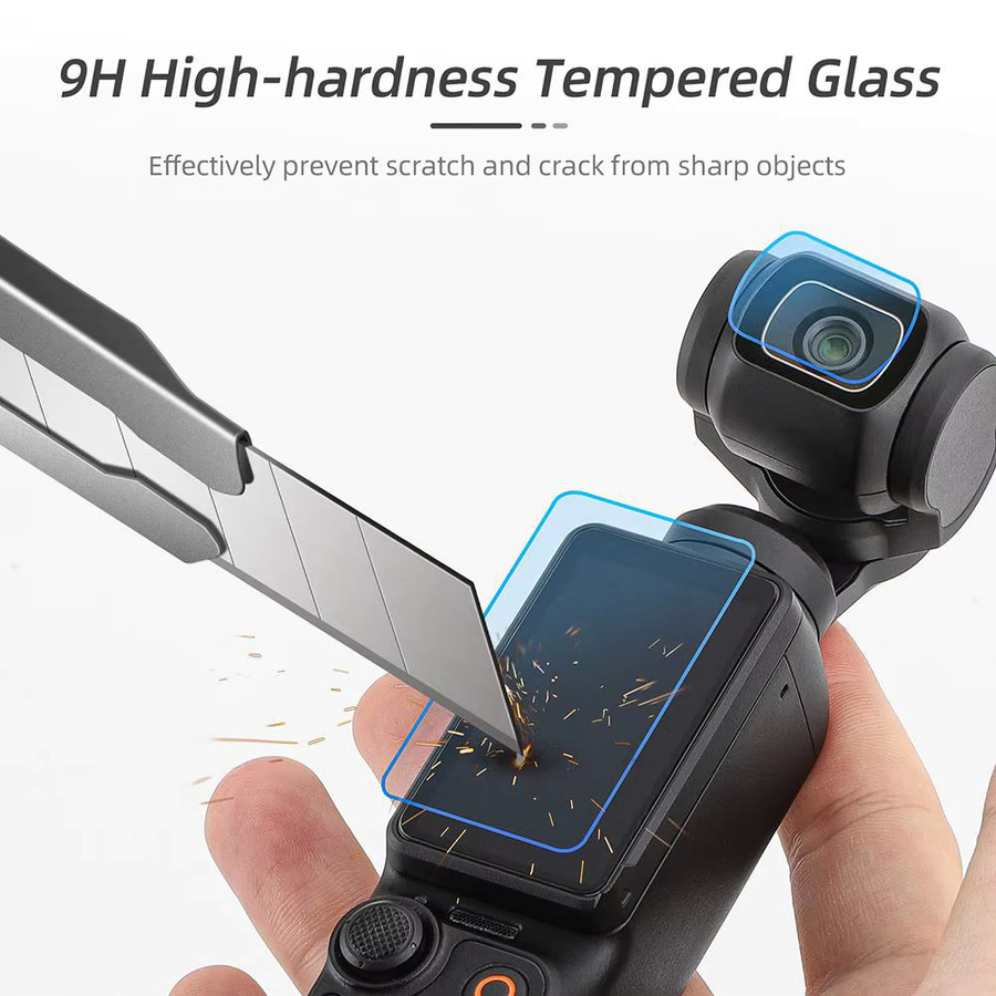 Sunnylife Schutzfolien-Set für Osmo Pocket 3, hochauflösendes und explosionsgeschütztes Zubehör für Linse und Bildschirm, transparent - Bild 2