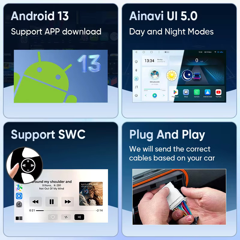 Ainavi Autoradio für Renault Clio 4 mit kabellosem CarPlay und Android Auto, 2 Din, Schwarz - Bild 5