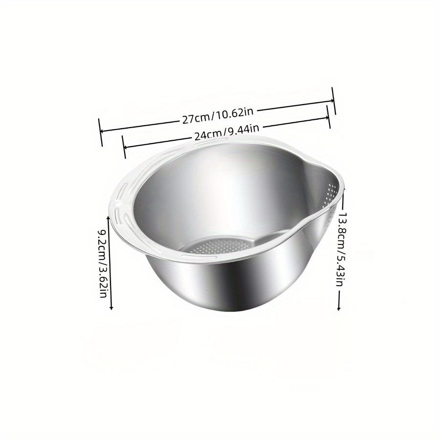 YC Direct Mehrzweck-Küchensieb aus Edelstahl in Silber zum Waschen von Reis, Obst und Gemüse - Bild 2