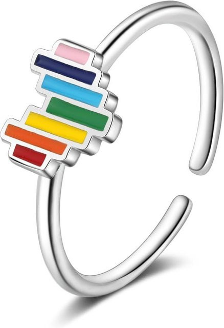 Ring 925 Silber, Regenbogen Herz, Damen - Bild 1