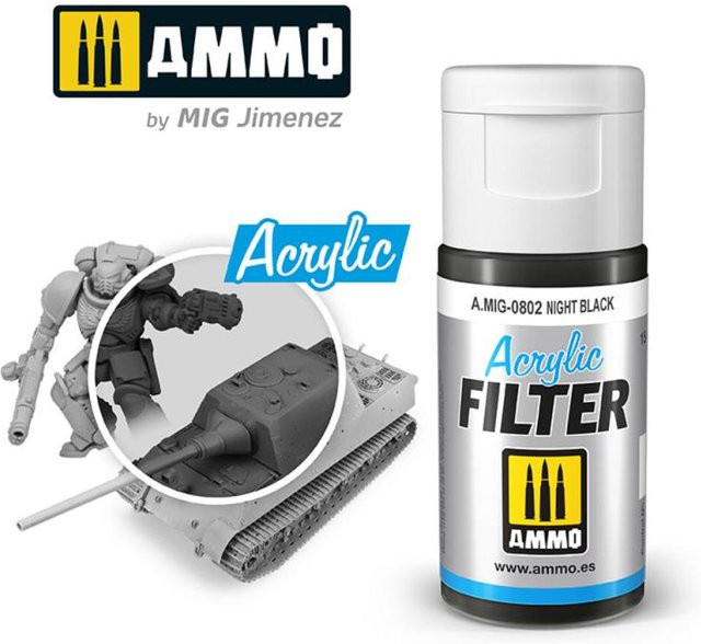 AMMO by MIG Jimenez Acrylic Filter Night Black, Schwarz - Bild 1