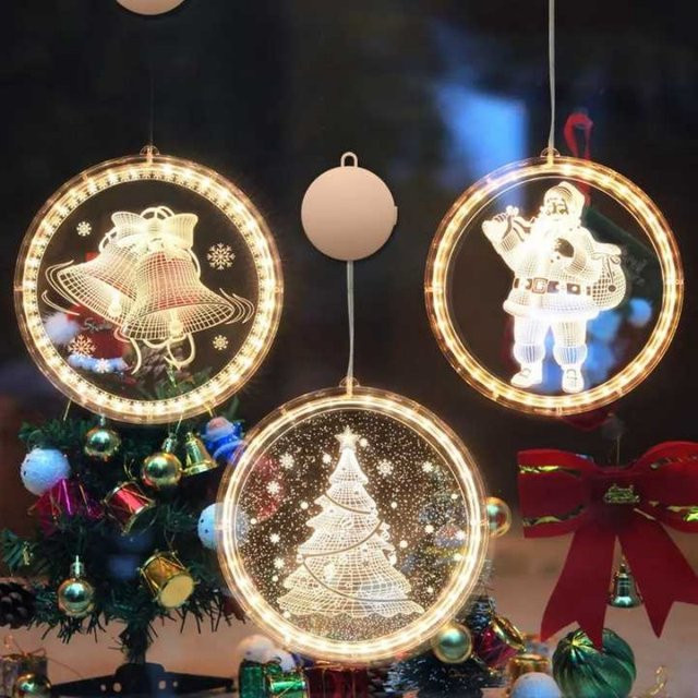 Weihnachts-LED-Fensterdekoration mit 3D-Saugnapf in Form von Santa und Schneemann, warmweiß, Höhe: 16 cm - Bild 1