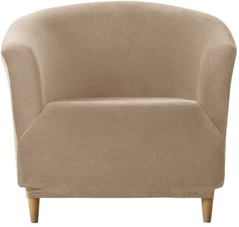 Yiran Furniture Stretch-Samt-Abdeckung für Clubsessel, halbkreisförmig, Schonbezug in Kamelfarben - Bild 1