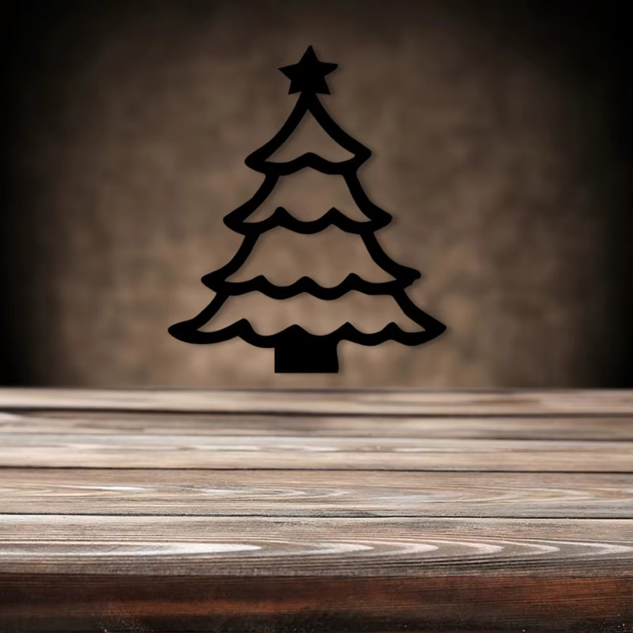 CIFBUY Wandskulptur aus Metall in Sternform, Vintage Weihnachtsbaum-Wanddekoration in Schwarz - Bild 2