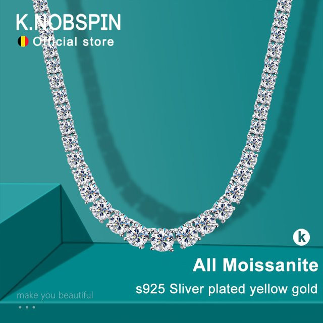 knobspin Halskette, 925 Silber, Moissanite, Unisex - Bild 1