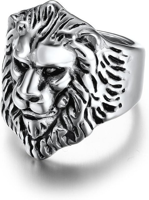YIRAN Ring Titanstahl, Löwenkopf, grau, Herren, Größe 8 - Bild 1