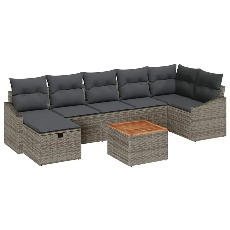 vidaXL Garten-Sofa-Set aus Polyrattan mit Speicherfunktion, 8-teilig, Grau - Bild 2