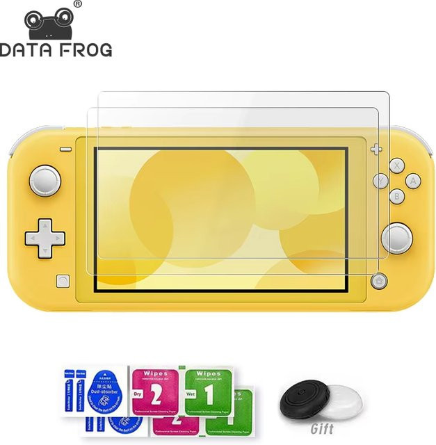 DATA FROG Displayschutzfolie aus gehärtetem Glas für Nintendo Switch Lite, transparent, HD klar und kratzfest - Bild 1