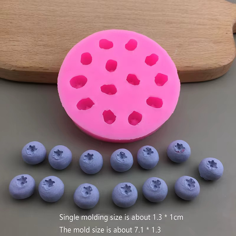 Silikon Backform für 3D Obst Motive wie Blaubeeren und Himbeeren in Pink zur Dekoration von Kuchen, Schokolade und Kerzen - Bild 1