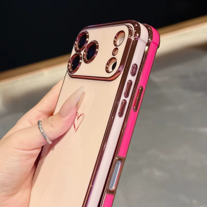 Liebesherz Handyhülle mit Luxus-Beschichtung und Kameraobjektiv-Schutz für Apple iPhone 17 16 15 14 13 12 Pro Max Plus Mini Air in Pink und Purple - Bild 1