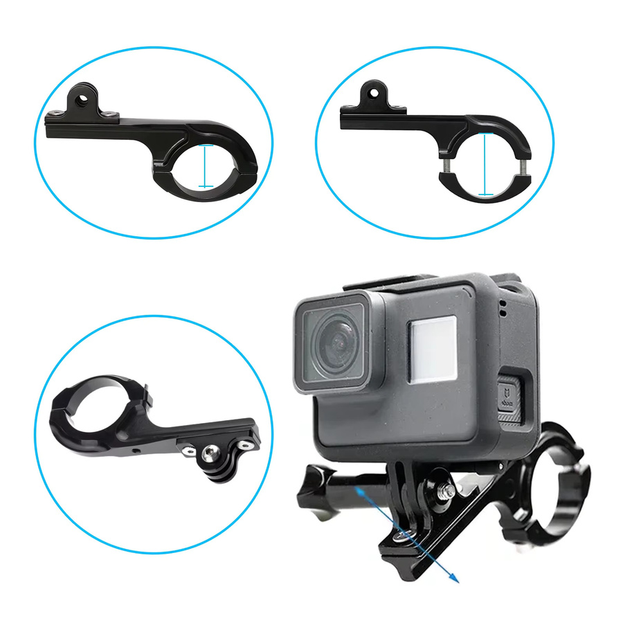 Aluminium Lenkerhalterung für GoPro Action Cameras in Schwarz - Bild 2