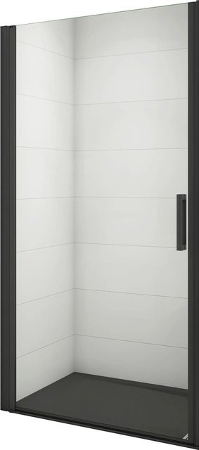 Duschparadies Duschkabine als Nischentür mit Schwingtür aus 8mm Nano Glas in Schwarz und Transparent, B: 100 cm, H: 200 cm - Bild 1