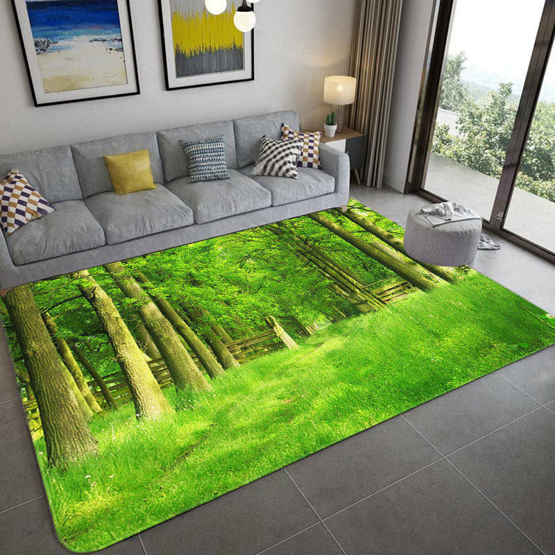 Karpetti 3D Naturlandschaft Teppich mit grünem Wald und Wasserfall, rutschfest, grau/mehrfarbig, B: 60 cm, T: 40 cm - Bild 2