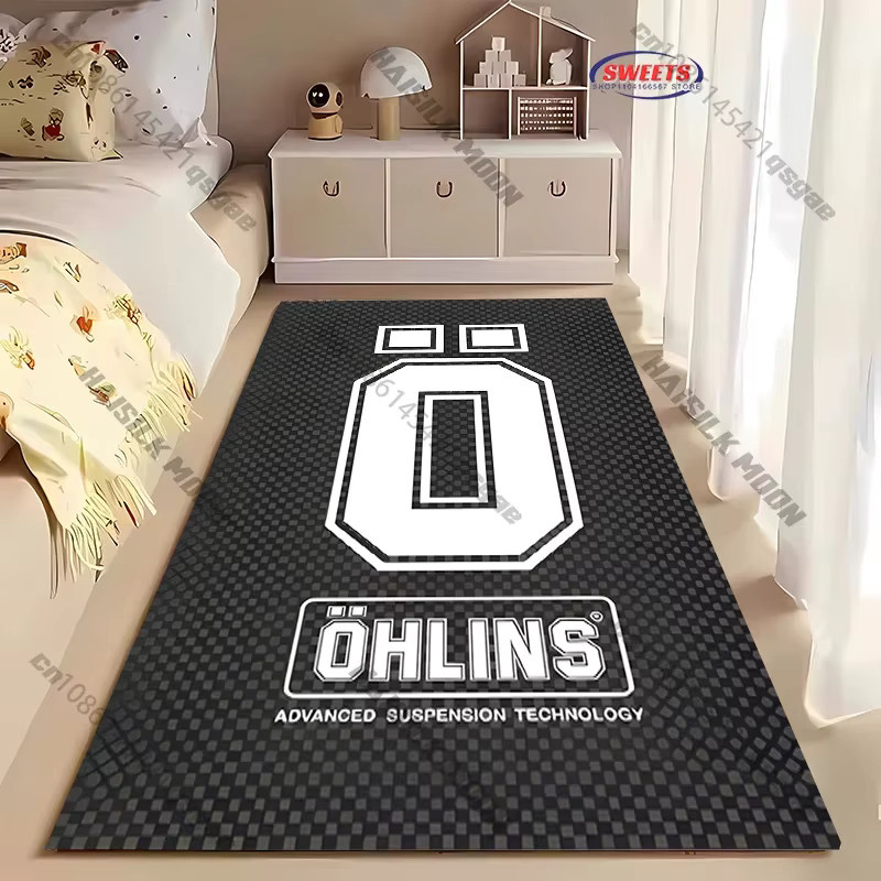 VIKAMA Motorrad-Display-Teppich mit Rennsport-Motiv, rutschfeste Bodendekormatte in Schwarz für Wohnzimmer, Schlafzimmer und Eingangsbereich - Bild 1