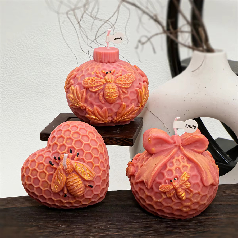 Silikonform für 3D Wabenkugel Kerzen in Pink zur Herstellung von handgemachten Kerzen und Gipsfiguren - Bild 5