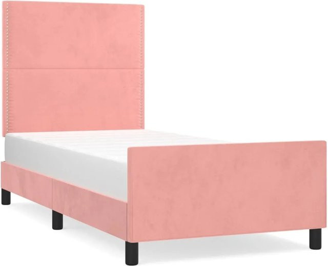 vidaXL Bettgestell mit Kopfteil aus Samt in Rosa, B/T/H: 80 x 200 x 128 cm - Bild 1