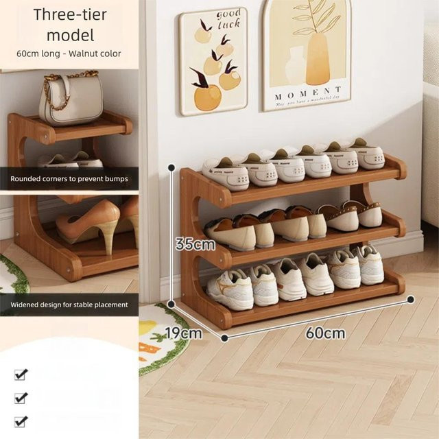 Taiinzhen8 Schuhregal aus Bambus, 3 Ebenen, Braun, Breite: 60 cm - Bild 1