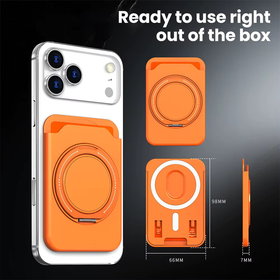 Elough 360 Grad drehbarer Magnetischer Ring-Handyhalter mit Kartenfach für iPhone 17 Pro Max, Samsung und Xiaomi in Schwarz oder Orange - Bild 6