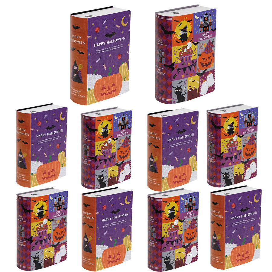 Joy-enlife Halloween Geschenkboxen in Buchform mit Kürbis, Geist und Fledermaus, Mehrfarbig, Set aus 5 oder 10 Stück - Bild 3