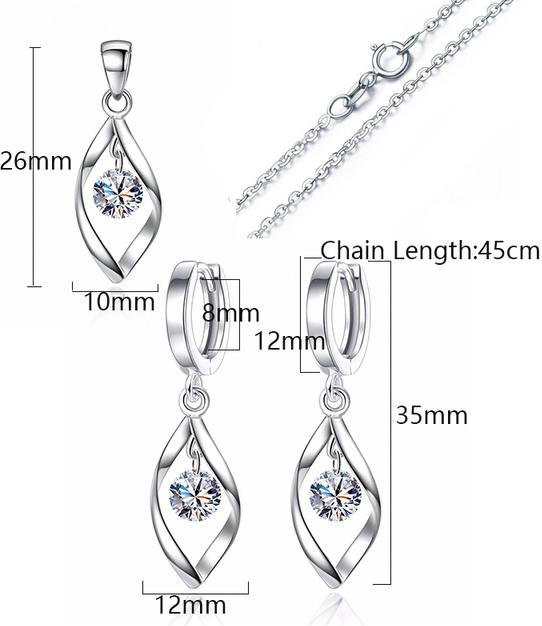 Wucifang Jewelry Schmuck-Set, 925 Silber, Zirkonia, Damen - Bild 1