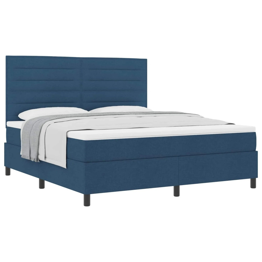 vidaXL Boxspringbett mit Matratze und Kopfteil in Blau, B/T/H: 180 x 200 x 280 cm - Bild 2