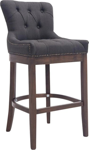 DELUKE Barhocker mit Lehne aus Stoff in Dunkelgrau und Dunkelbraun, B/T/H: 55 x 57 x 109 cm - Bild 1