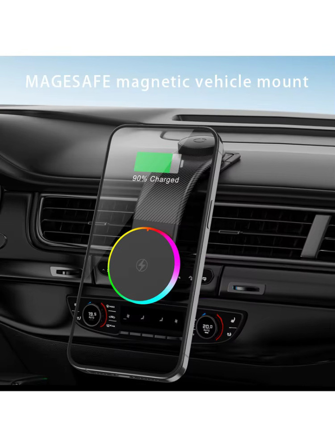 VIKEFON Magnetische Auto Handyhalterung mit 15W Drahtlosem Ladegerät für MagSafe iPhone, Schwarz - Bild 6
