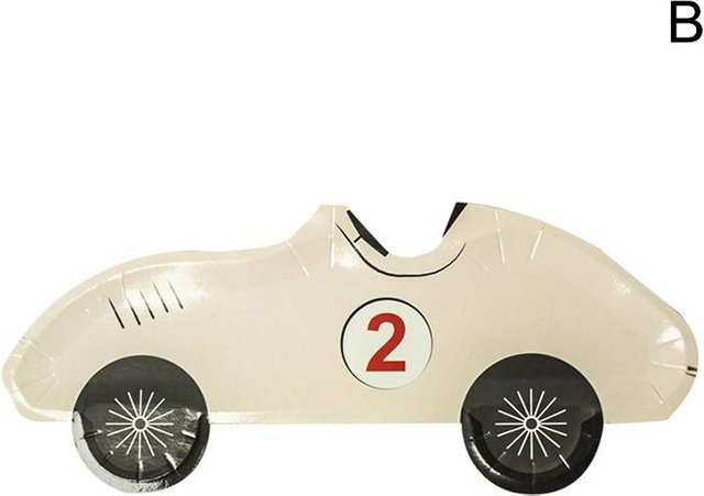 10 Stück Wotypea Einweggeschirr Rennwagen Pappteller in Beige für Kinder Geburtstagsfeier - Bild 1