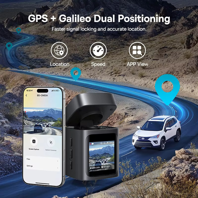 Baseus 3K Dash Cam VD1 Auto DVR Kamera mit Vorder- und Rückkamera, integriertem GPS und 24H Parkplatzüberwachung, Schwarz - Bild 6