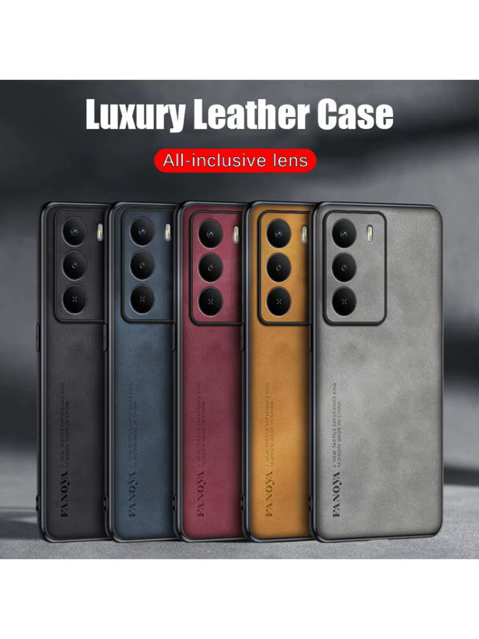 Lammfell Leder Schutzhülle für Realme C71 und C67 in Grau - Bild 3