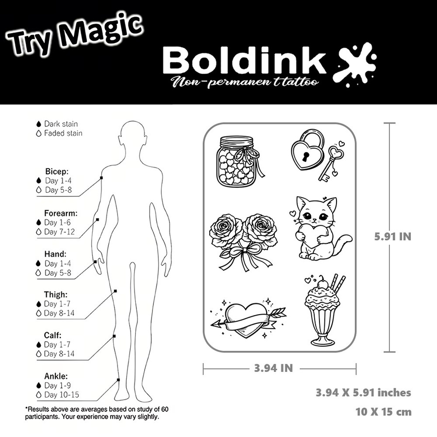BOLDINK Sweet Girl Tattoo-Aufkleber, Unisex - Bild 3