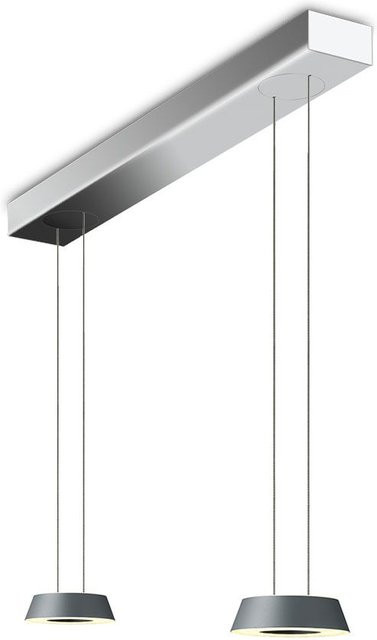 Oligo Glance LED-Pendelleuchte 2-flammig in Grau matt und Chrom mit unsichtbarer Höhenverstellung und warmweißem Licht (2700K) - Bild 1