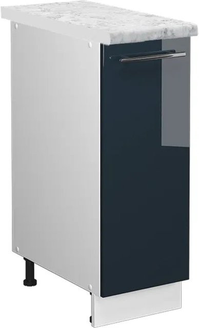 Vicco Apothekerschrank Fame-Line Dunkelblau und Weiß Hochglanz mit Marmor-Optik Breite: 30 cm - Bild 1