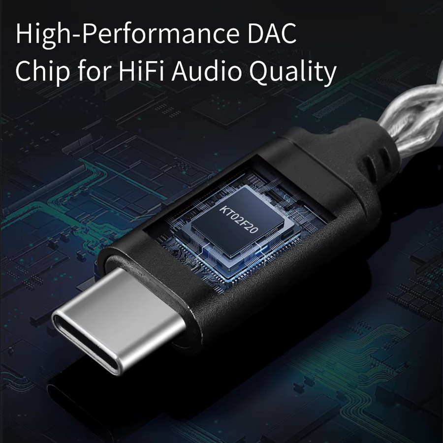 QKZ TC MAX USB Typ-C auf 3,5mm Audio-Adapter mit KT02F20 Chip Decoder und Kopfhörerverstärker in Silber - Bild 2