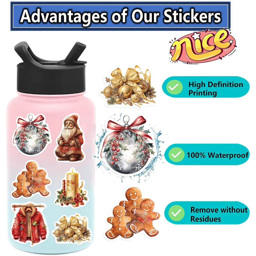 50 Stück Cartoon Retro Weihnachten Wasserdichte Graffiti Aufkleber in Multicolour von BulingBulingStickers Shop - Bild 4