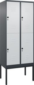 C+P Doppelstock-Spind Classic PLUS mit 2 Abteilen in Lichtgrau, B/T/H: 212 x 80 x 50 cm - Bild 1