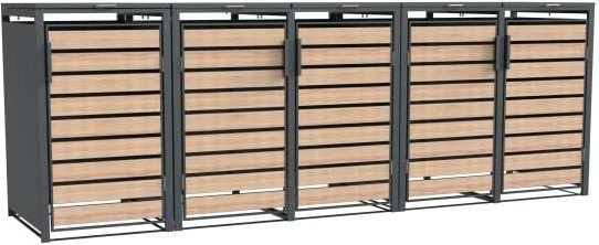 Westmann Mülltonnenbox Lacina für 5x 240 L, Anthrazit/Holzoptik, B/H/T: 332 x 116 x 80 cm - Bild 1