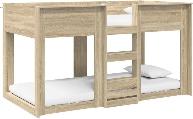 vidaXL Etagenbett für Kinder aus Holzwerkstoff in Sonoma Eiche, Farbe Braun, B/T/H: 80 x 200 cm - Bild 1