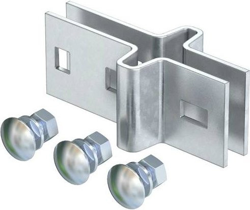 OBO Bettermann Trägerlasche AHIS8F für IS 8-Stiel, Verbindungselement aus Metall in Silber, 160 x 60 mm - Bild 1